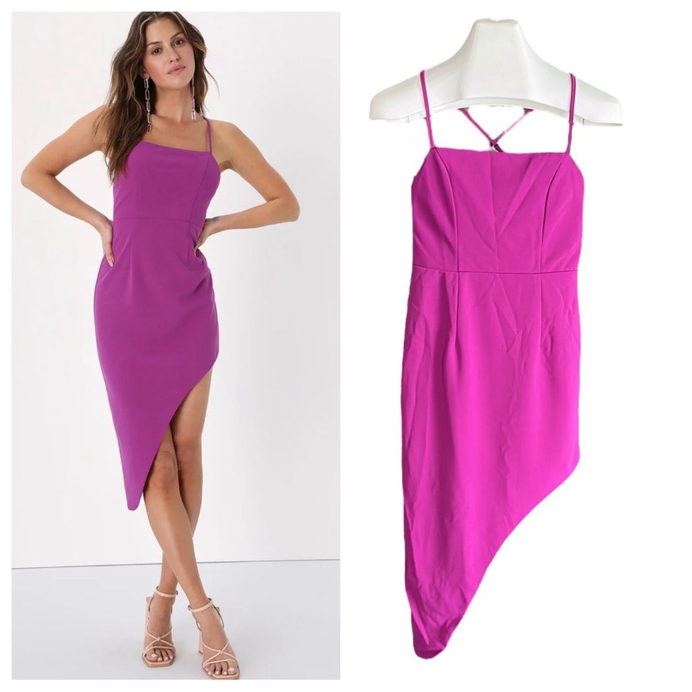 Lulu’s Pretty Flirtatious Purple Backless Midi Bodycon Dress